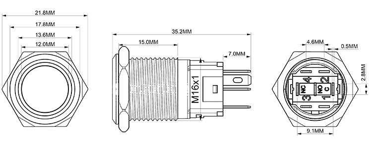Latching switch (White Illumination) Ring light 12v universal switch